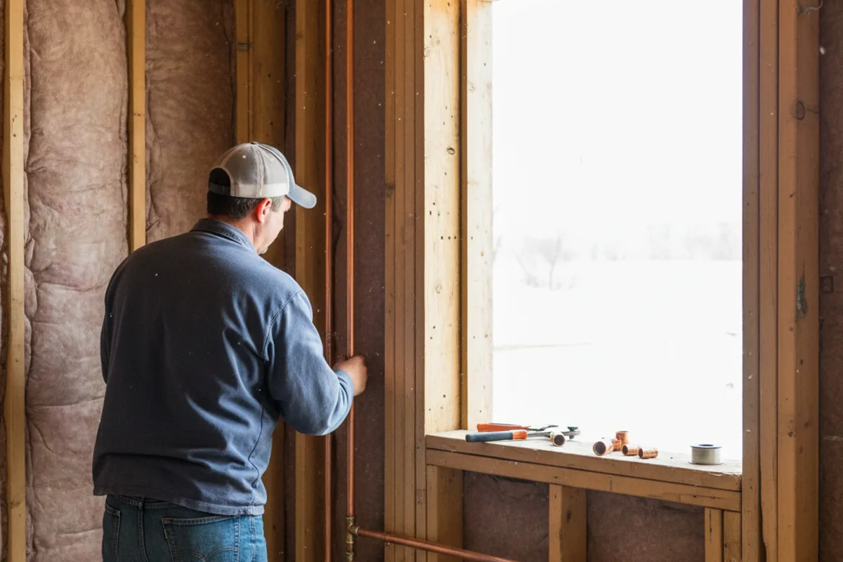 Licensed plumber running new copper supply lines in a Bastrop home