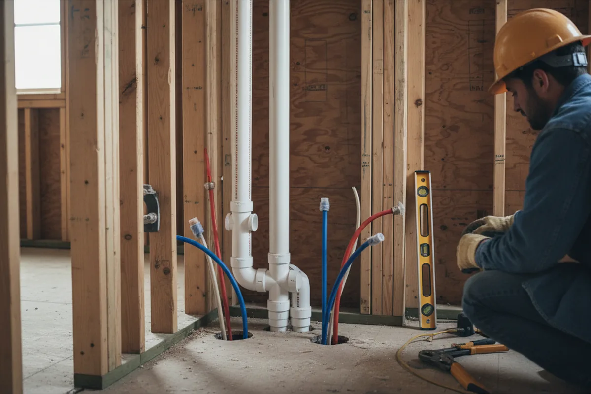 Drain and supply rough-in during Drain Cleaning in Bastrop